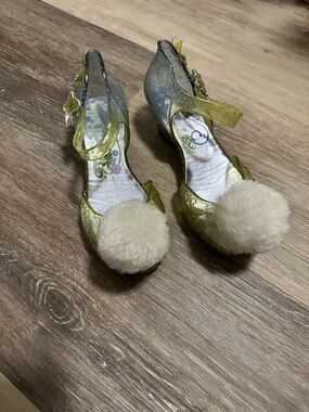 Disney Tinker Bell Custume Shoes Heel Girl Fairy Pom Puff 11/12